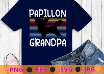 Papillon grandpa Colorful Papillon Gifts Dog grandfather T-Shirt design svg, Papillon dad, Colorful, Papillon Gifts, Dog daddy,