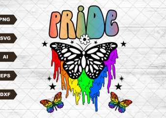 Pride SVG, LGBTQ+ SVG Sublimation Design, Say Gay SVG, Gay Pride SVG, Retro Pride SVG, Butterfly Rainbow SVG Design, Hippie SVG, Boho SVG