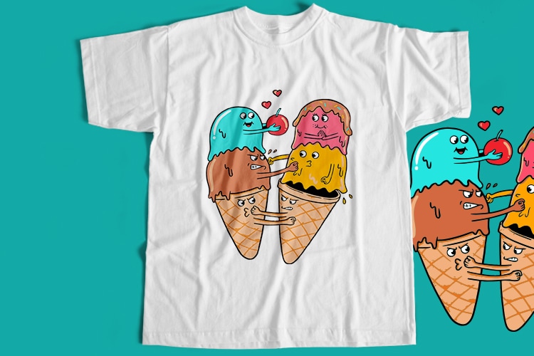 Cone Ice Cream T-Shirt Design