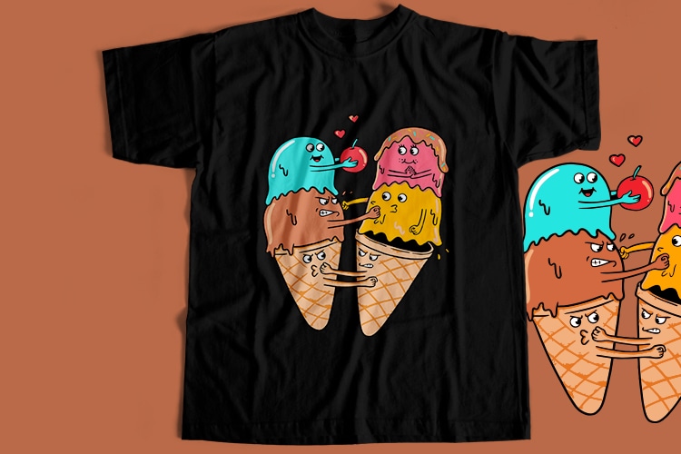 Cone Ice Cream T-Shirt Design
