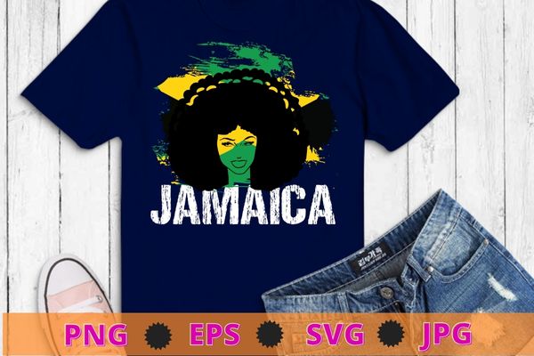 Jamaican black girl, jamaica afro girl, jamaica woman flag flag t-shirt design svg