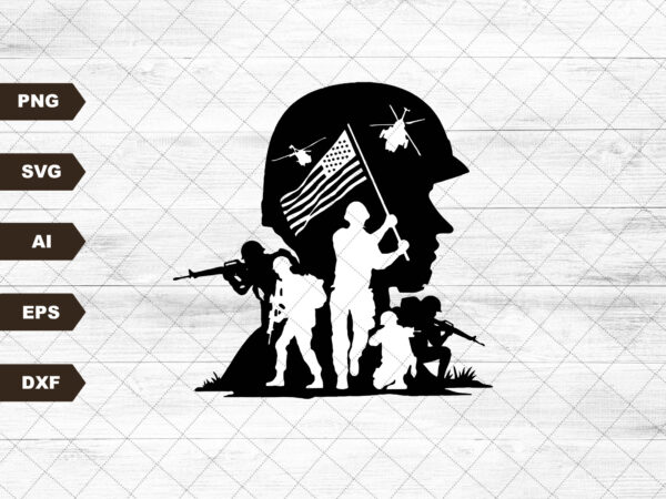 Us soldier svg file, military svg, veteran soldier svg, us flag svg, soldier cut file, military svg t shirt vector graphic