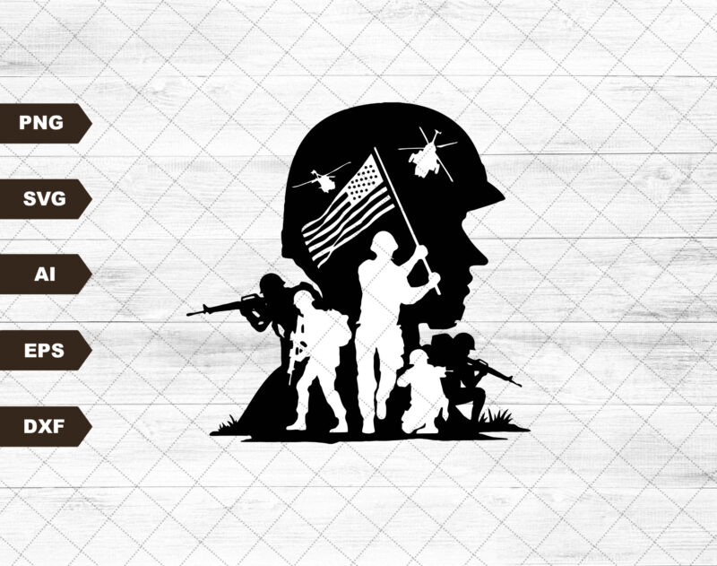 US Soldier SVG File, Military svg, Veteran Soldier svg, US flag svg, Soldier Cut File, Military Svg