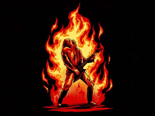 Burning guitar t shirt template