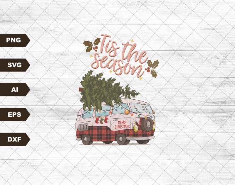 Groovy Christmas Svg Sublimation Hippie Bus SVG Shirt Design