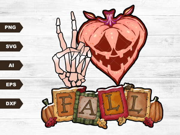 Peace love fall halloween pumpkin svg digital download for sublimation or screens t shirt illustration