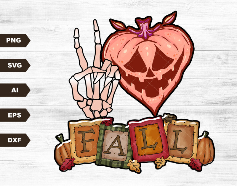 Peace love fall Halloween pumpkin SVG digital download for sublimation or screens
