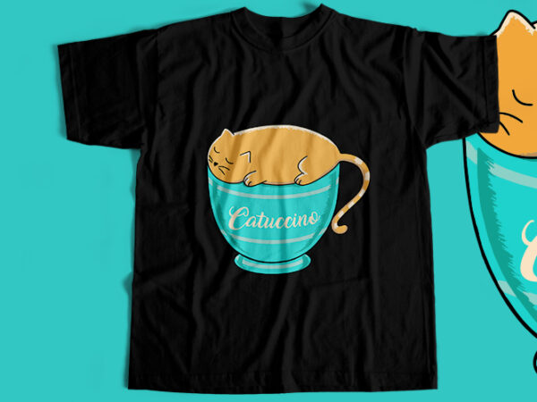 Coffee cat t-shirt design