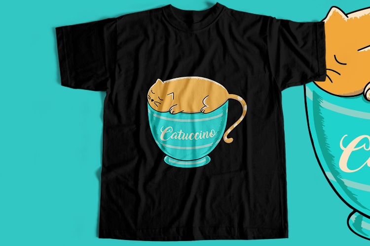 Coffee Cat T-Shirt Design