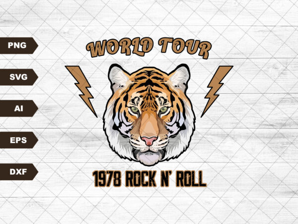 World tour tiger svg | digital download svg| rock n roll svg | tiger svg| digital download | sublimation svg t shirt design for sale