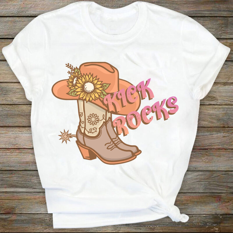 Kick Rocks Svg, Punchy Sublimation, Western Svg, Cowboy Boots Design, Western Tshirt Design, Western Grunge, Country Svg