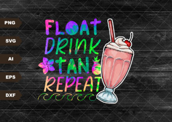 Float Drink And Tan Repeat Summer Sublimation Design, Summer Design svg, Float Drink svg, Leopard And Glitter Summer Png Downloads