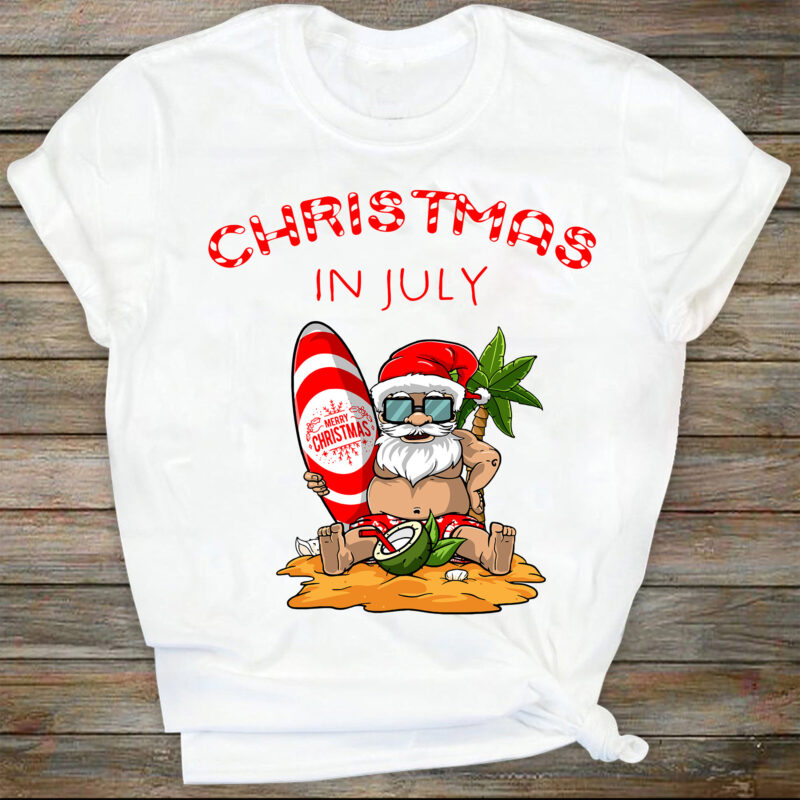 Christmas In July Summer Beach Svg, Summer Vibes Svg, Beach Vacation Svg, Holiday Svg, Tropical Svg, Svg, Png Files For Cricut Sublimation