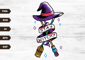 Stay Witchy | Retro Sublimations, Halloween Sublimations, Designs Downloads, SVG Clipart, Shirt Design, Sublimation Download