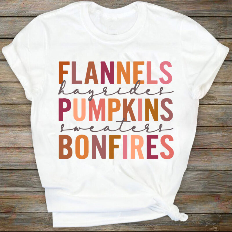 Flannels Hayrides Pumpkins Sweaters Bonfires, SVG File With Layers, SVG File, Sublimation Designs Download, Digital, Retro, Fall, Autumn