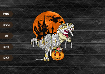 Happy Halloween Dinosaur Pumpkin Season svg, T-rex Halloween Kid svg, Spooky Trex svg, Halloween Party Gift