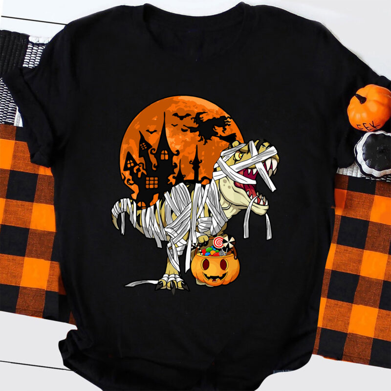 Happy Halloween Dinosaur Pumpkin Season svg, T-rex Halloween Kid svg, Spooky Trex svg, Halloween Party Gift