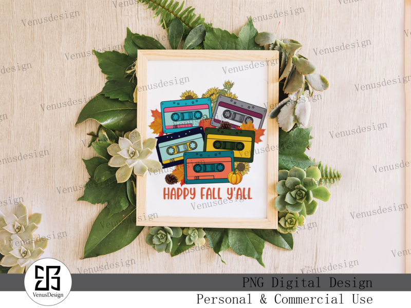Retro Cassette Happy Fall Y’all Sublimation Tshirt Design