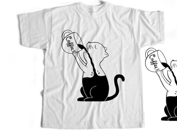 Coffee cat t-shirt design