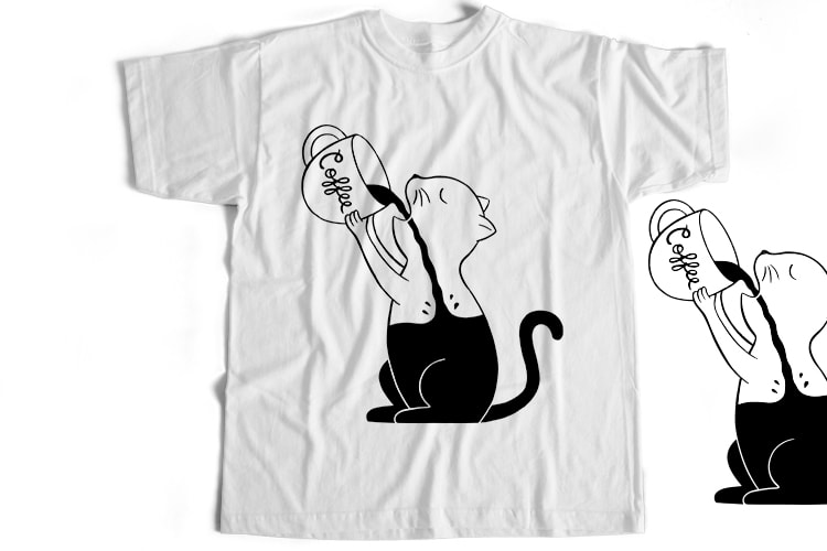 Coffee Cat T-Shirt Design