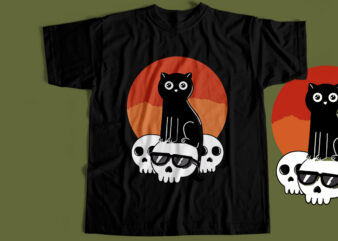 Cat With Skull T-Shirt Design