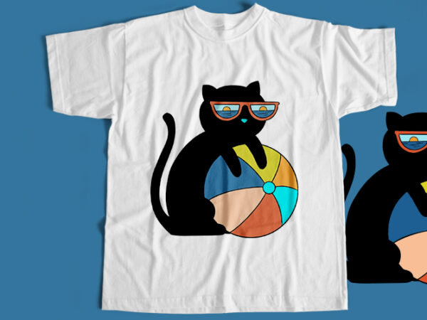 Cat beach ball t-shirt design