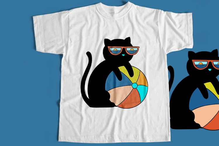 Cat Beach Ball T-Shirt Design
