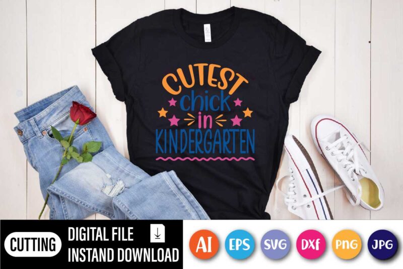 Cutest Chick In Kindergarten, Kindergarten Svg Funny Kindergarten Svg Files for Cricut Hello Kindergarten Svg Girl Kindergarten Chick Silhouette Back to School Shirt Png