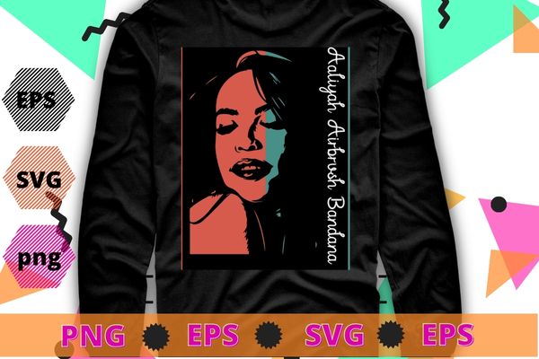 Aaliyah Airbrush Bandana Photo T-Shirt design svg, Aaliyah Airbrush Bandana vintage,