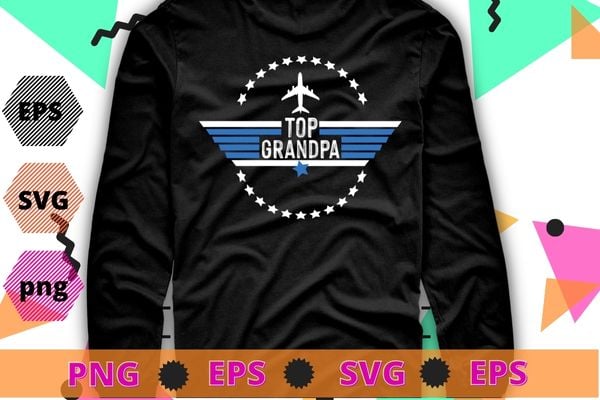 Mens Christmas Birthday Gift for Top grandpa air force Birthday Gun Father’s day T-Shirt