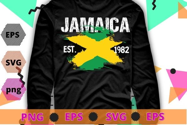 Vintage Kingston Jamaica Est. 1962 Souvenir Gift T-Shirt design svg, Jamaica flag, Jamaican proud, Jamaican girl