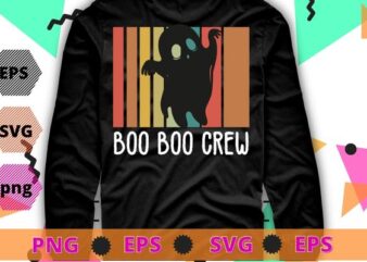 boo boo crew vintage halloween ghost T-Shirt design eps, boo boo crew png,