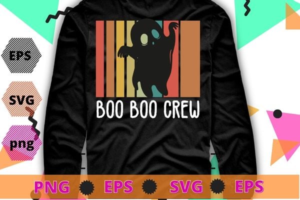 Boo boo crew vintage halloween ghost t-shirt design eps, boo boo crew png,