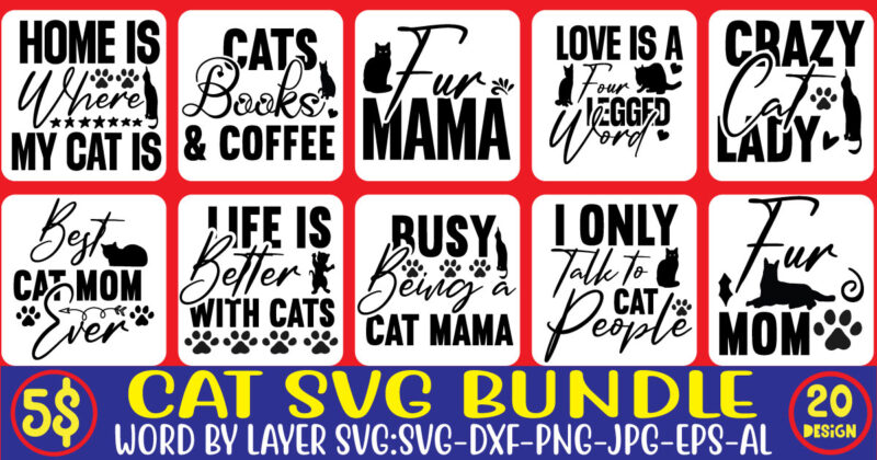 Cat Mega Bundle ,60 design on sell DesignSVGs,quotes-and-sayings,food-drink,print-cut,mini-bundles,on-sale,Cat Mama SVG Bundle, Funny Cat Svg, Cat SVG, Kitten SVG, Cat lady svg, crazy cat lady svg, cat lover svg, cats Svg,