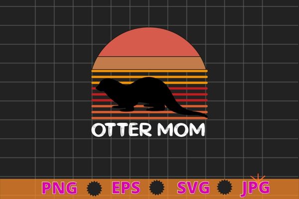 Vintage Otter mom gifts funny Sea Animal Otter Sunset T-shirt design svg, Otter Is My Spirit Animal Cute T-Shirt for Animal Lover