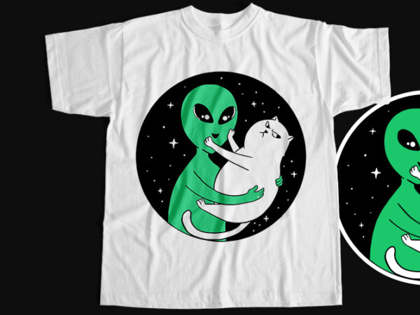 Cat with alien t-shirt design