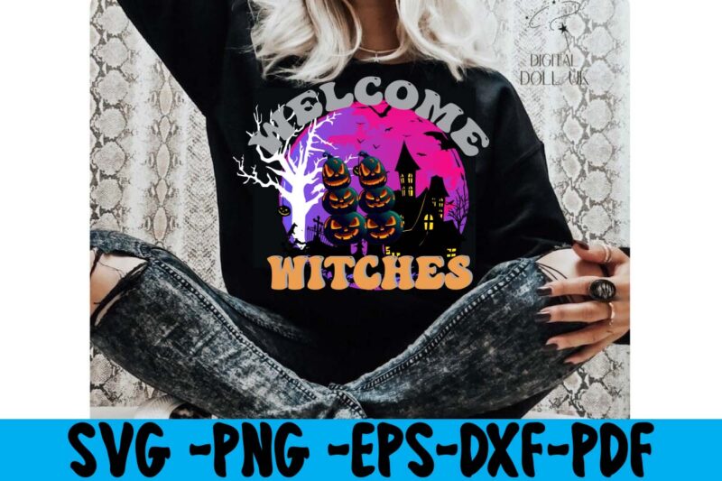 Welcome Witches T-shirt Design,HALLOWEN T-SHIRT Design,Fall svg bundle , fall t-shirt design bundle , fall svg bundle quotes , funny fall svg bundle 20 design , fall svg bundle, autumn