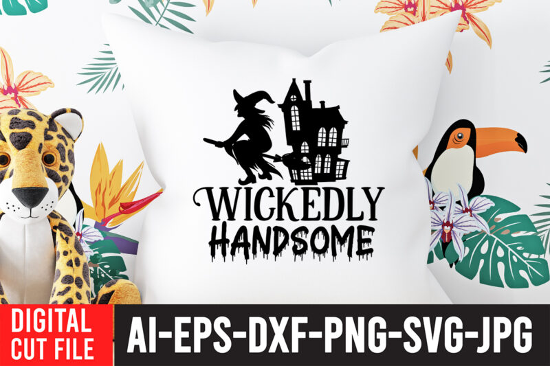 Wickedly Handsome T-shirt Design,Halloween Svg, Dinosaur Skeleton Svg, Spooky Saurus Rex Svg, Kids Cut Files, Funny T-Rex with Pumpkin Svg, Dxf, Eps, Png, Silhouette, Cricut,HALLOWEEN SVG Bundle, HALLOWEEN Clipart, Halloween