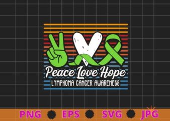 Peace Love Hope Lymphoma Awareness Month Warrior T-Shirt design svg, Peace Love Hope png, lymphedema cancer awareness eps,