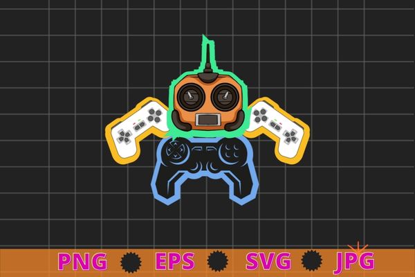 Video game remote control robot funny video gamer color T-shirt design svg, Video game remote control robot png