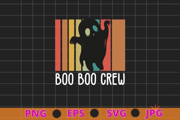 boo boo crew vintage halloween ghost T-Shirt design eps, boo boo crew png,