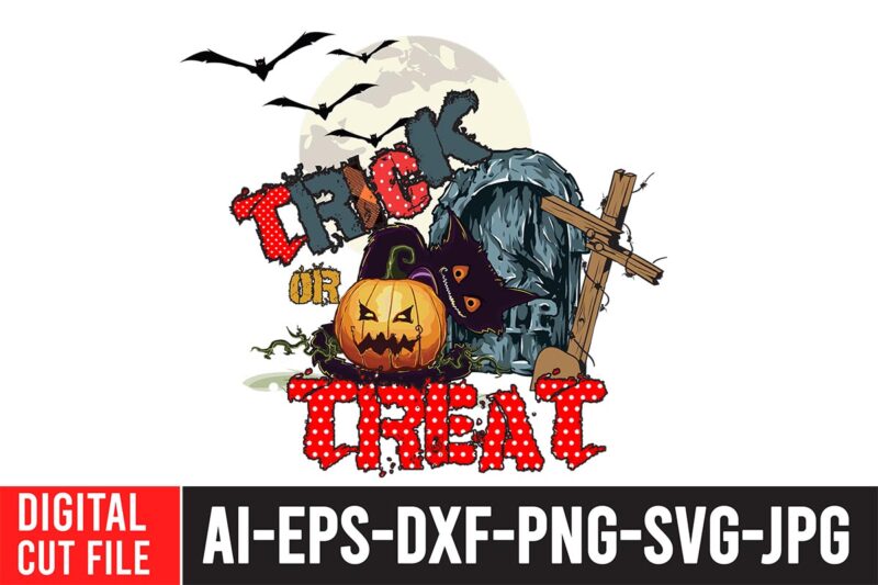 Trick or Treat Sublimation Design , Halloween Sublimation Bundle , Halloween PNG Print , Transparent Background , Sublimation PNG, Halloween Bundle Png, Trick or Treat Png, Spooky Vibes, Cowhide, Western