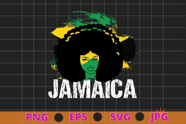 Jamaican black Girl, Jamaica afro girl, Jamaica woman flag flag T-shirt design svg