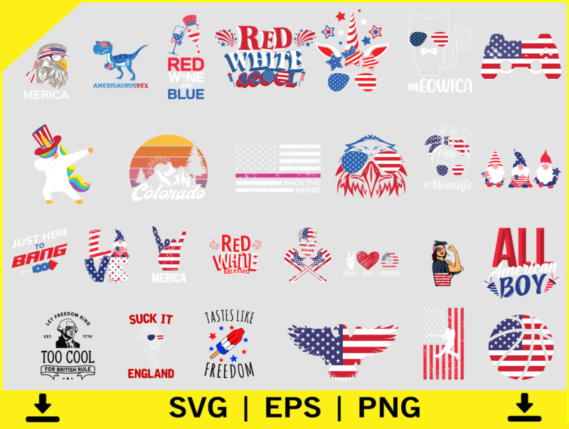 4th Of July Bundle SVG PNG DXF EPS, 4th of July SVG Bundle, July 4th SVG, fourth of july svg, independence day svg, patriotic svg