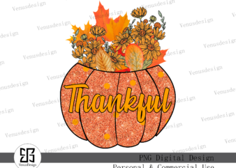 Thankful Fall Pumpkins Sublimation Tshirt Design