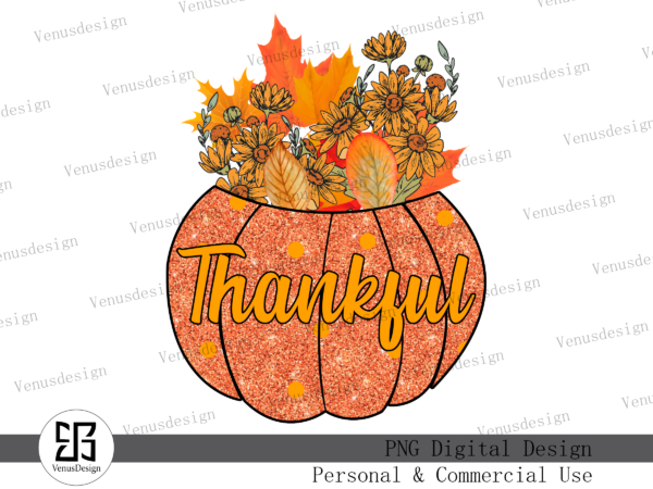 Thankful fall pumpkins sublimation tshirt design