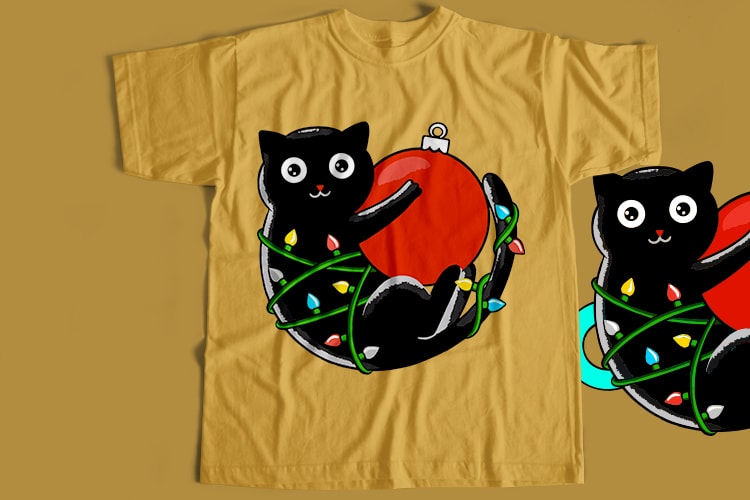 Christmas Cat T-Shirt Design