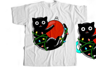 Christmas Cat T-Shirt Design