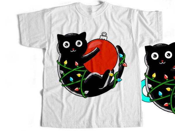 Christmas cat t-shirt design
