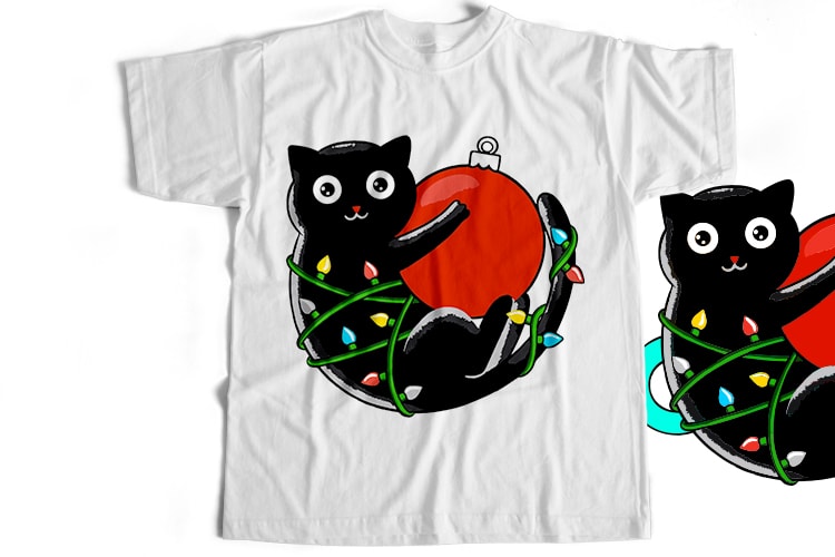 Christmas Cat T-Shirt Design